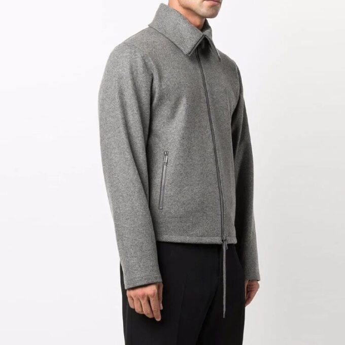 Chaqueta con cremallera y solapa en color liso FW21, versión gris