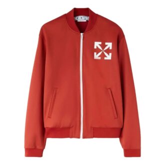 Chaqueta con cuello de béisbol y estampado de flechas, versión roja