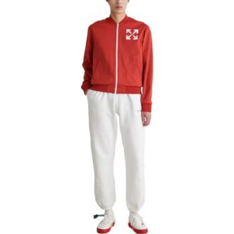 Chaqueta con cuello de béisbol y estampado de flechas, versión roja