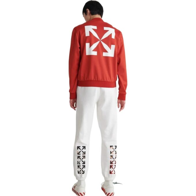 Chaqueta con cuello de béisbol y estampado de flechas, versión roja