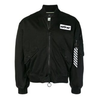 Chaqueta con logo aviador acanalada, corte holgado, negro