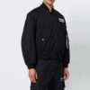 Chaqueta con logo aviador acanalada, corte holgado, negro
