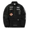 Chaqueta con logo, cuello alto, mangas largas y media cremallera, versión negra