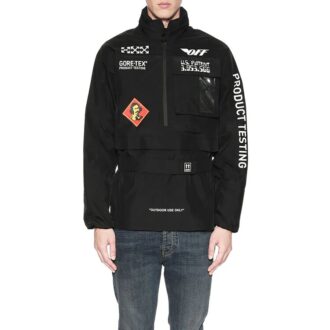 Chaqueta con logo, cuello alto, mangas largas y media cremallera, versión negra