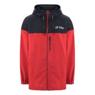 Chaqueta cortavientos con capucha y logotipo para hombre SS19 «Rojo Negro»