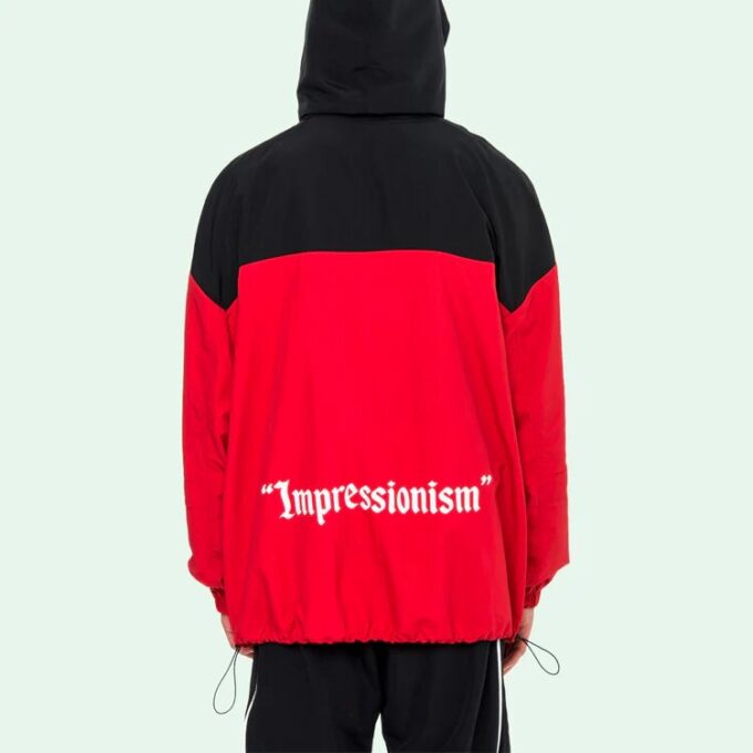 Chaqueta cortavientos con capucha y logotipo para hombre SS19 «Rojo Negro»