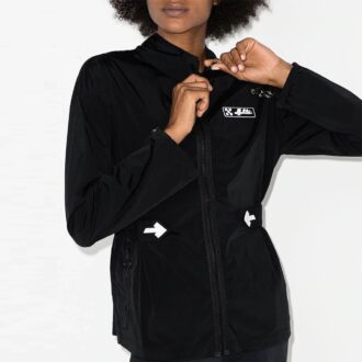 Chaqueta cortavientos con cuello alto y estampado de logotipo grande Off-White, color negro