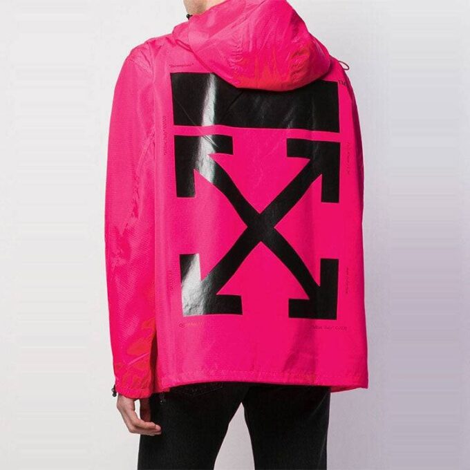 Chaqueta cortavientos con gran estampado de flecha en la espalda, color rojo