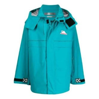 Chaqueta cortavientos desmontable de material funcional para hombre de Off-White, corte holgado, azul lago