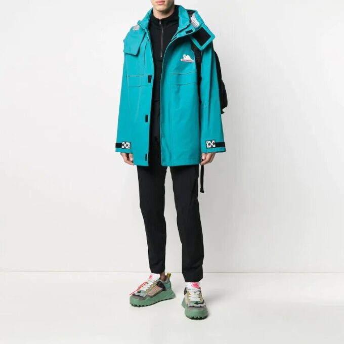 Chaqueta cortavientos desmontable de material funcional para hombre de Off-White, corte holgado, azul lago