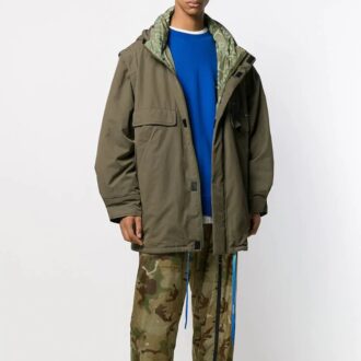 Chaqueta cortavientos unisex acolchada con capucha, verde
