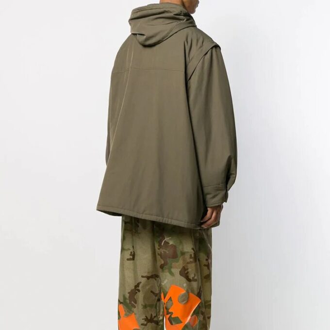 Chaqueta cortavientos unisex acolchada con capucha, verde