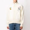 Chaqueta de aviador de punto liso en color blanco cremoso