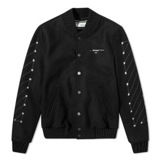 Chaqueta de béisbol Chevron Varsity para hombre, negra