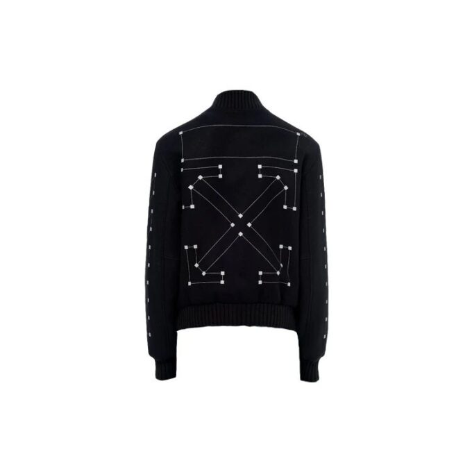 Chaqueta de béisbol Chevron Varsity para hombre, negra