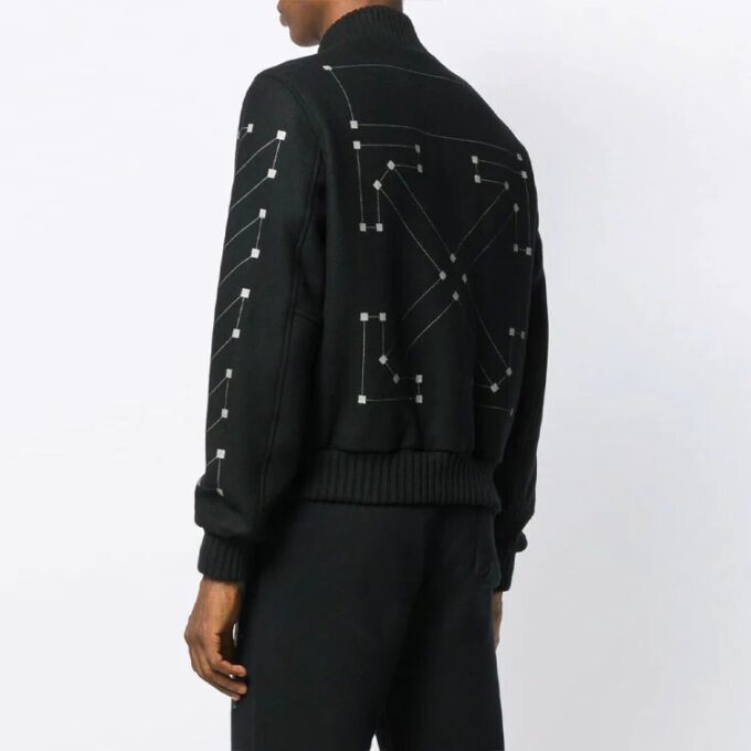 Chaqueta de béisbol Chevron Varsity para hombre, negra