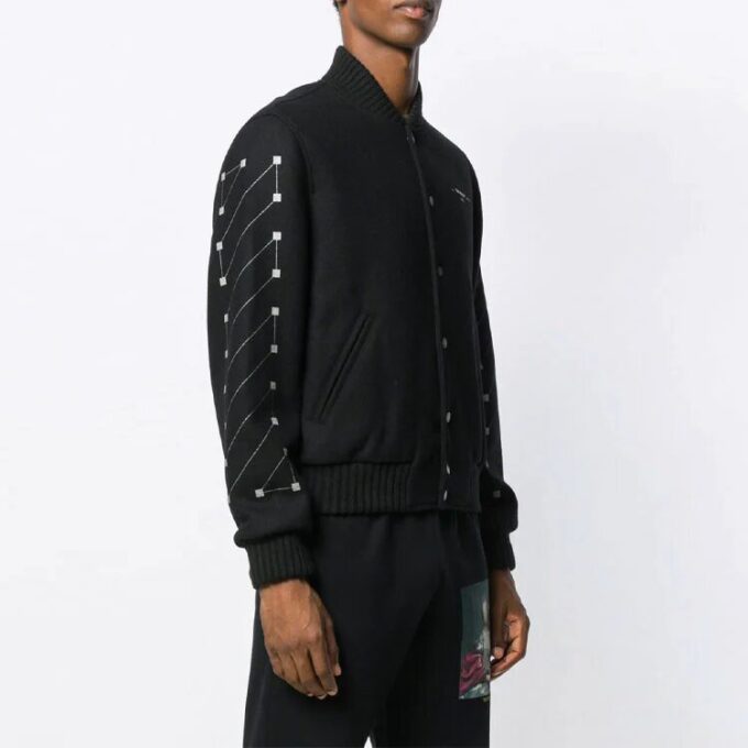 Chaqueta de béisbol Chevron Varsity para hombre, negra