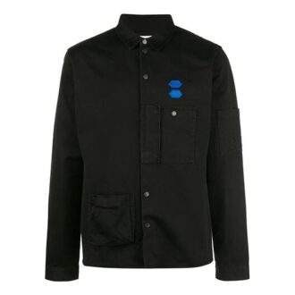 Chaqueta de camisa azul con logotipo Off-White para hombre, en negro