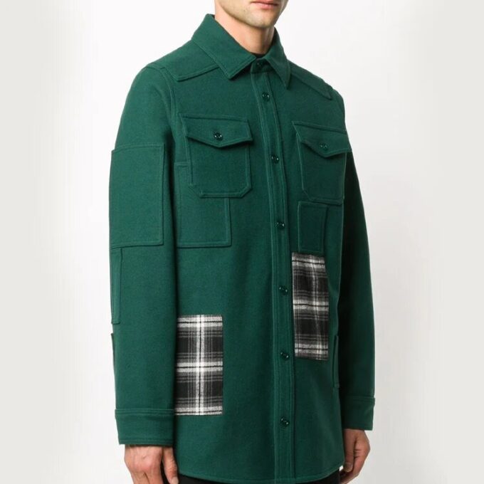 Chaqueta de camisa con diseño a cuadros verde
