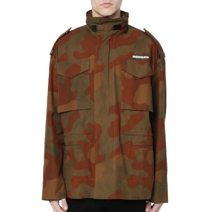 Chaqueta de campo oversize de algodón con estampado de camuflaje