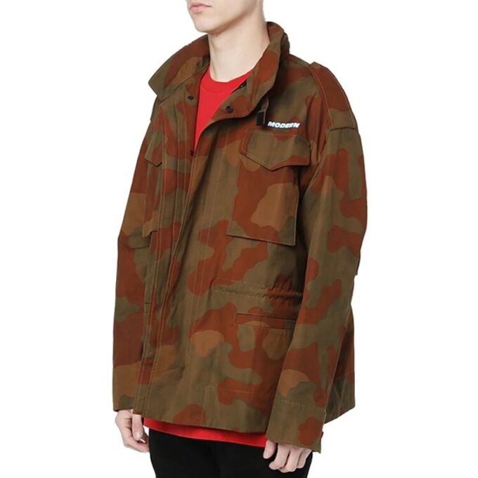 Chaqueta de campo oversize de algodón con estampado de camuflaje