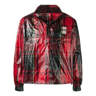 Chaqueta de cuello con cremallera de tartán a cuadros rojos y negros para hombre «Red Black»