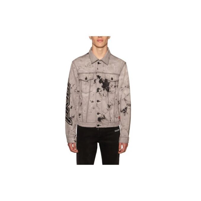 Chaqueta de Denim con estampado tie-dye para hombre, gris, FW20