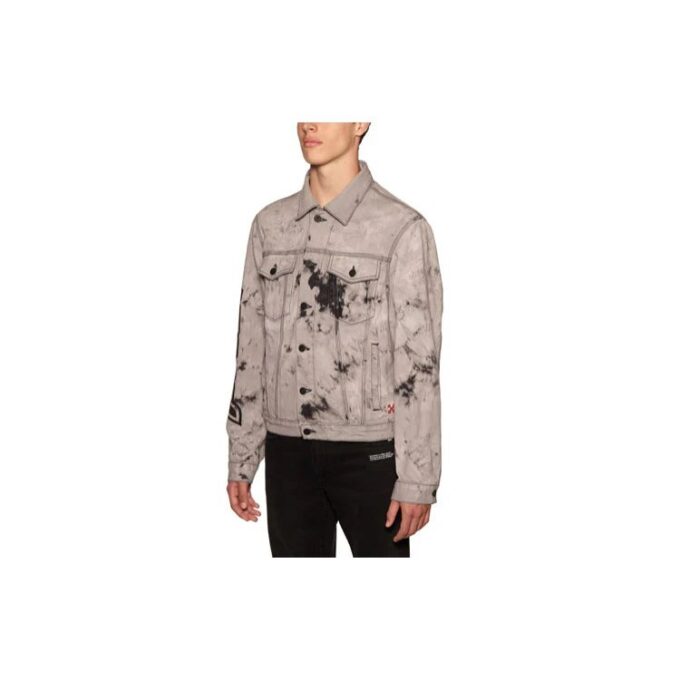 Chaqueta de Denim con estampado tie-dye para hombre, gris, FW20
