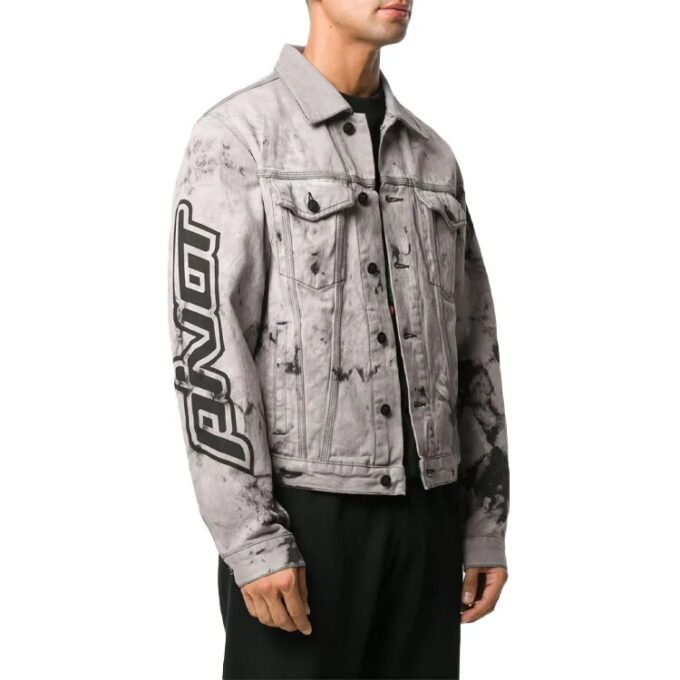 Chaqueta de Denim con estampado tie-dye para hombre, gris, FW20