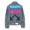 Chaqueta de Denim desgastada con estampado vintage de flecha degradada Azul