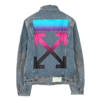 Chaqueta de Denim desgastada con estampado vintage de flecha degradada Azul