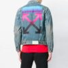 Chaqueta de Denim desgastada con estampado vintage de flecha degradada Azul