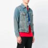 Chaqueta de Denim desgastada con estampado vintage de flecha degradada Azul