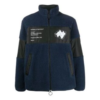 Chaqueta de felpa estampada azul marino