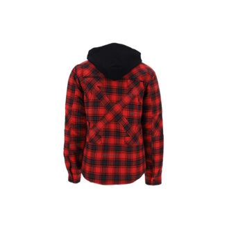 Chaqueta de franela a cuadros con capucha, color rojo