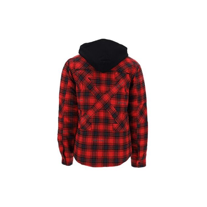 Chaqueta de franela a cuadros con capucha, color rojo