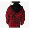 Chaqueta de franela a cuadros con capucha, color rojo