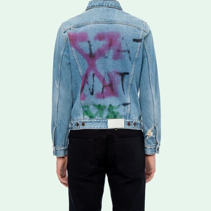 Chaqueta de graffiti con pintura en spray para hombre, azul