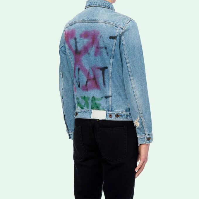 Chaqueta de graffiti con pintura en spray para hombre, azul