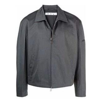 Chaqueta de hombre con cremallera Off-White, corte holgado, gris oscuro