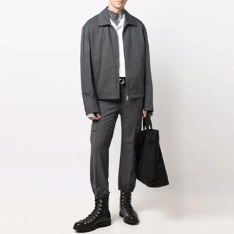 Chaqueta de hombre con cremallera Off-White, corte holgado, gris oscuro