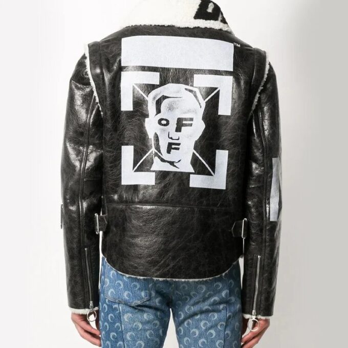 Chaqueta de hombre Off-White Arrow de piel sintética negra