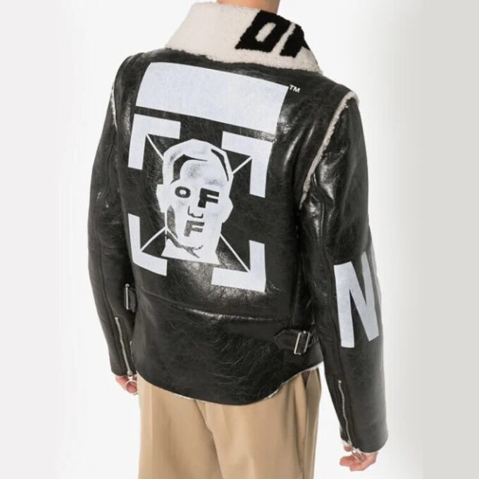 Chaqueta de hombre Off-White Arrow de piel sintética negra