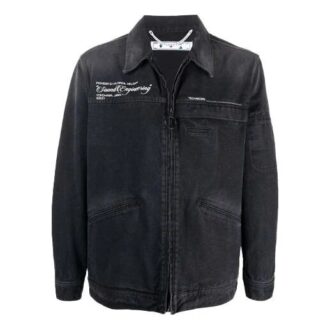 Chaqueta de hombre Off-White FW21 informal de Denim con efecto lavado, gris oscuro