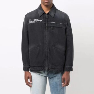 Chaqueta de hombre Off-White FW21 informal de Denim con efecto lavado, gris oscuro