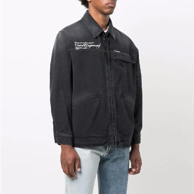 Chaqueta de hombre Off-White FW21 informal de Denim con efecto lavado, gris oscuro