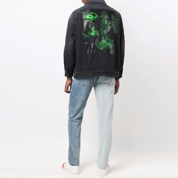 Chaqueta de hombre Off-White FW21 informal de Denim con efecto lavado, gris oscuro