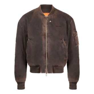 Chaqueta de manga larga con cremallera y estampado de rayas Off-White para hombre, temporada primavera-verano 2022, corte holgado, color marrón Chaqueta de manga larga con cremallera y estampado de rayas Off-White para hombre, temporada primavera-verano 2022, corte holgado, color marrón
