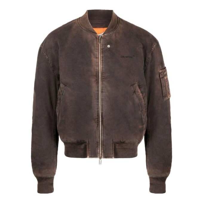 Chaqueta de manga larga con cremallera y estampado de rayas Off-White para hombre, temporada primavera-verano 2022, corte holgado, color marrón