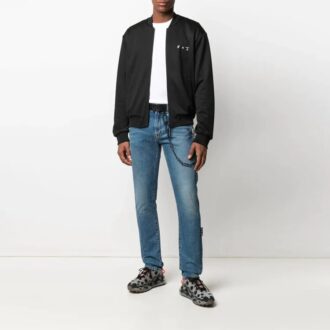 Chaqueta de manga larga con cremallera y logotipo SS21, versión negra Chaqueta de manga larga con cremallera y logotipo SS21, versión negra